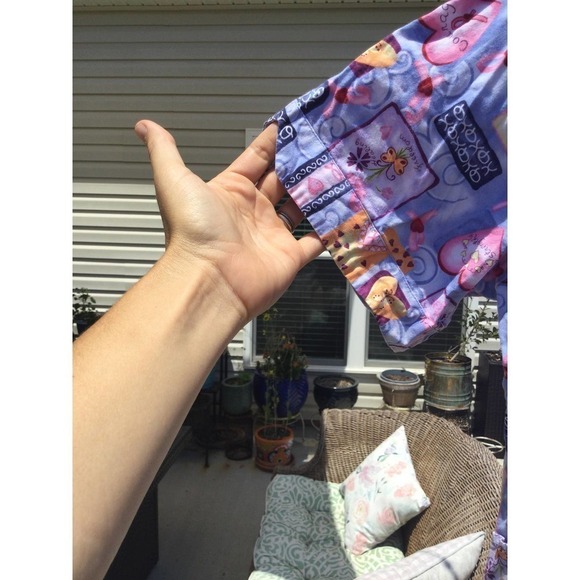 Crest cotton large scrub top womens nurse button pocket komen pink ribbon heart - Picture 10 of 13